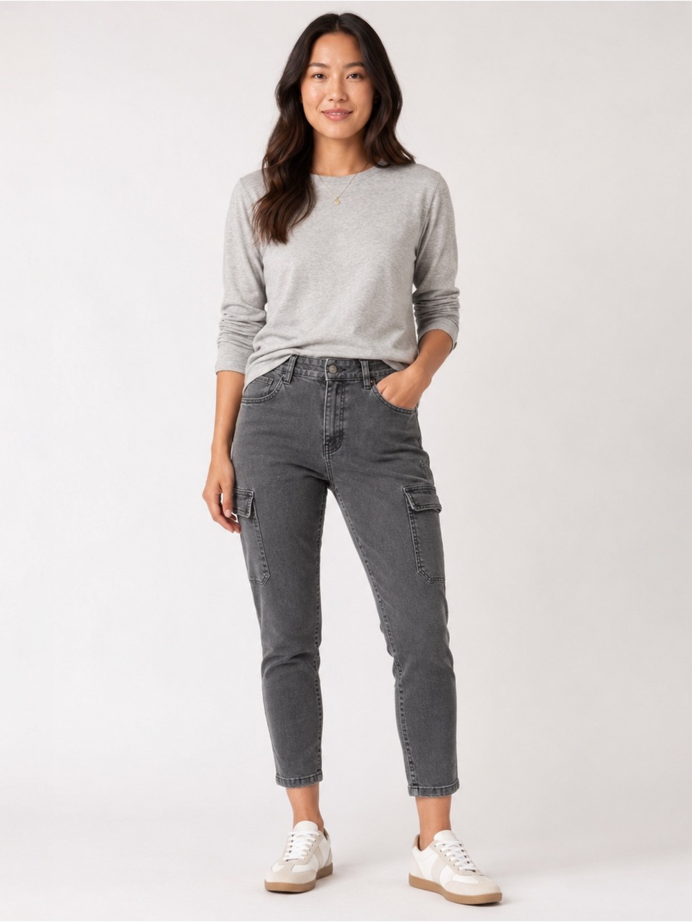 prAna Dollia High Rise Skinny Cargo Ankle Pants Charcoal Grey Size 12